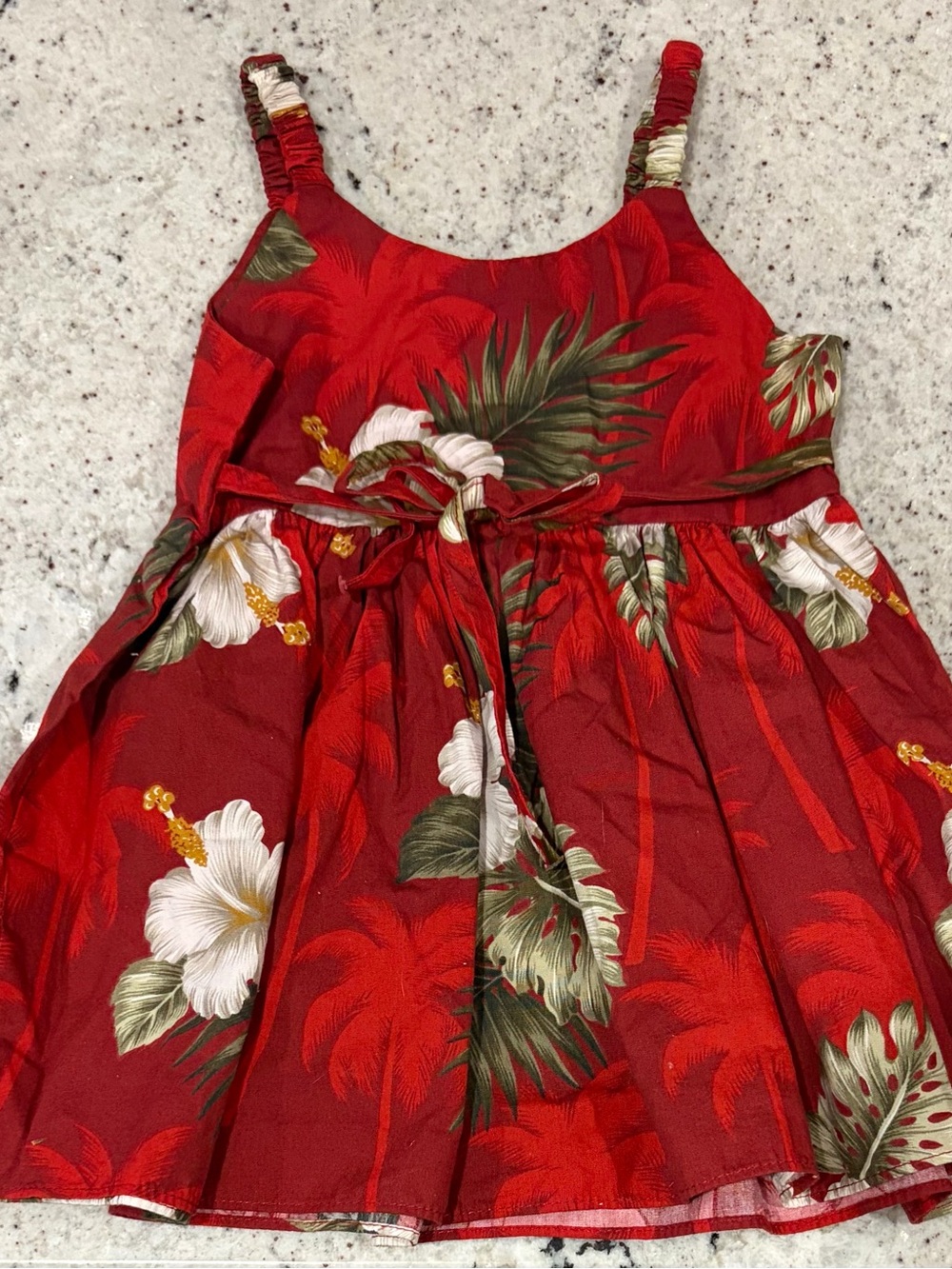 Hawaiian 🌺 Muumuu Aloha Hibiscus Fern Print Bungee Sundress